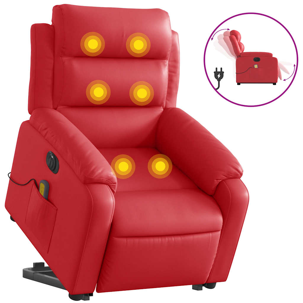 Fauteuil inclinable de massage électrique rouge similicuir - XIOS