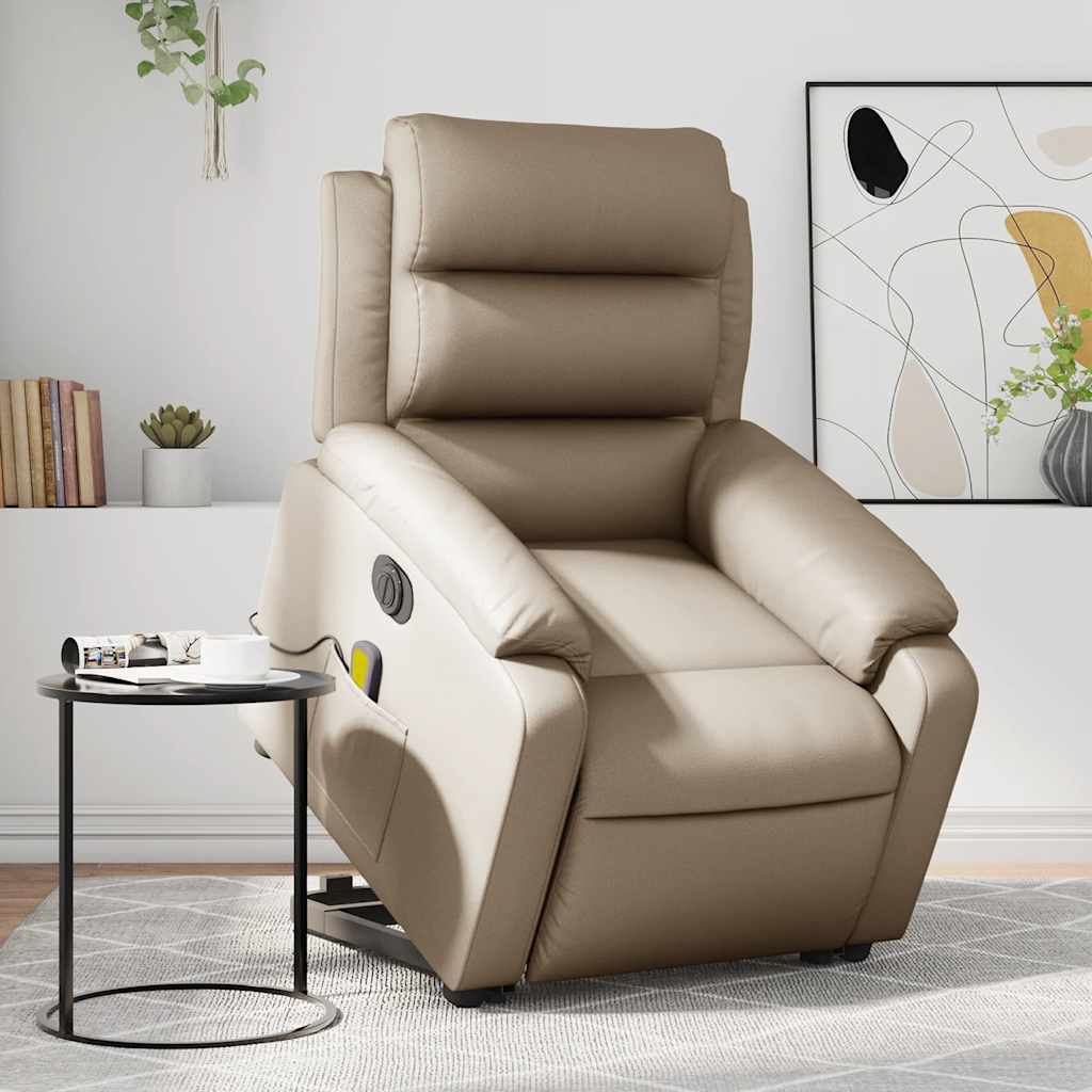 Fauteuil inclinable de massage électrique cappuccino similicuir - XIOS
