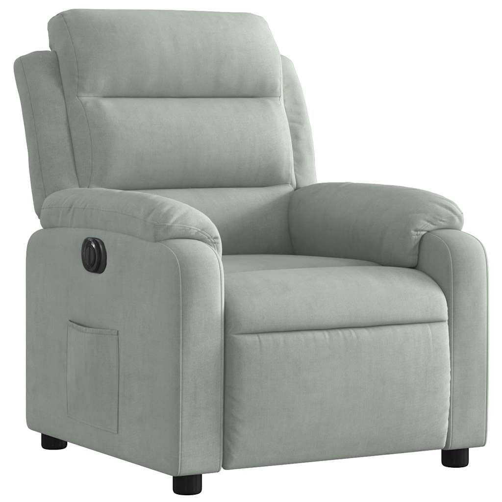 Fauteuil inclinable électrique gris clair velours - XIOS