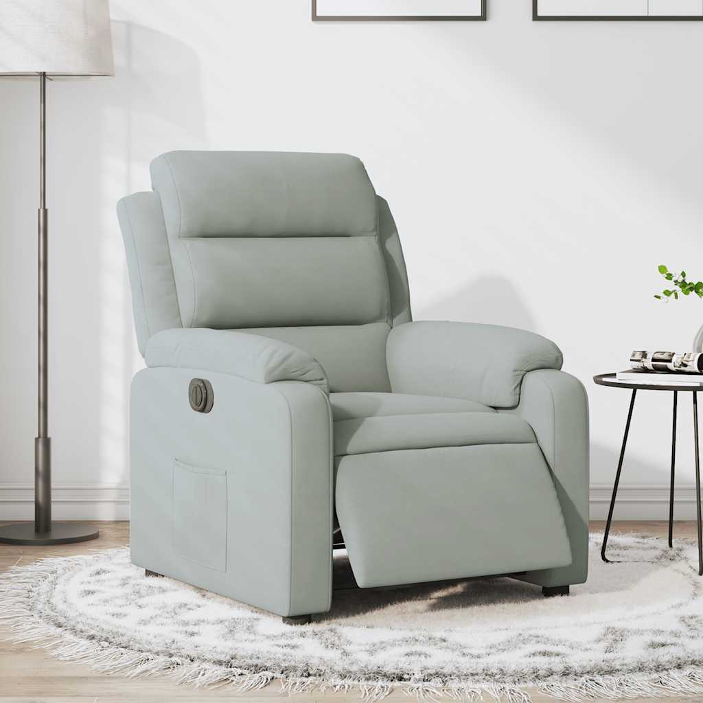 Fauteuil inclinable électrique gris clair velours - XIOS