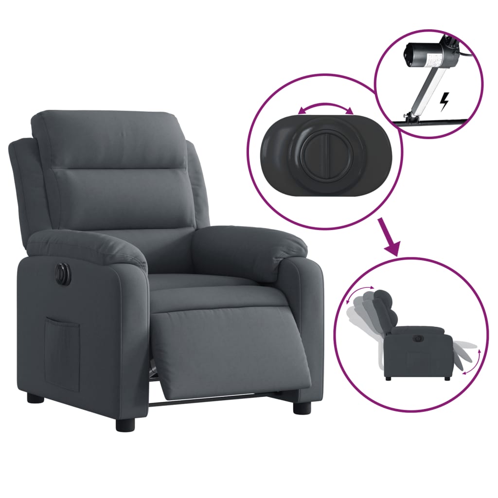 Fauteuil inclinable électrique Gris foncé Velours - XIOS