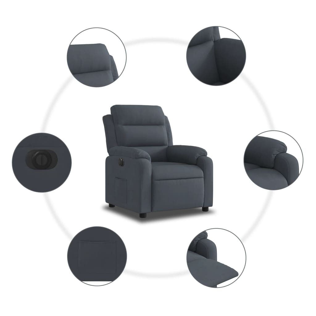 Fauteuil inclinable électrique Gris foncé Velours - XIOS