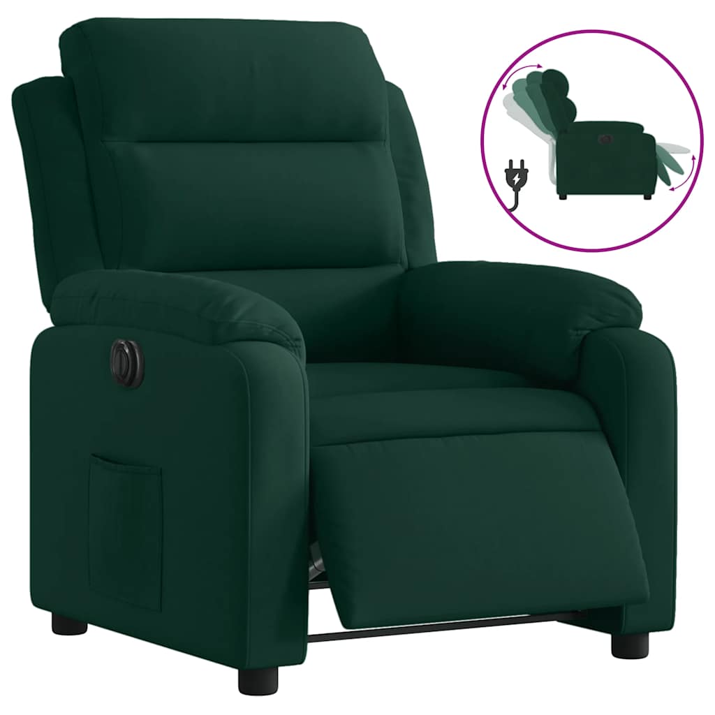 Fauteuil inclinable électrique vert foncé velours - XIOS