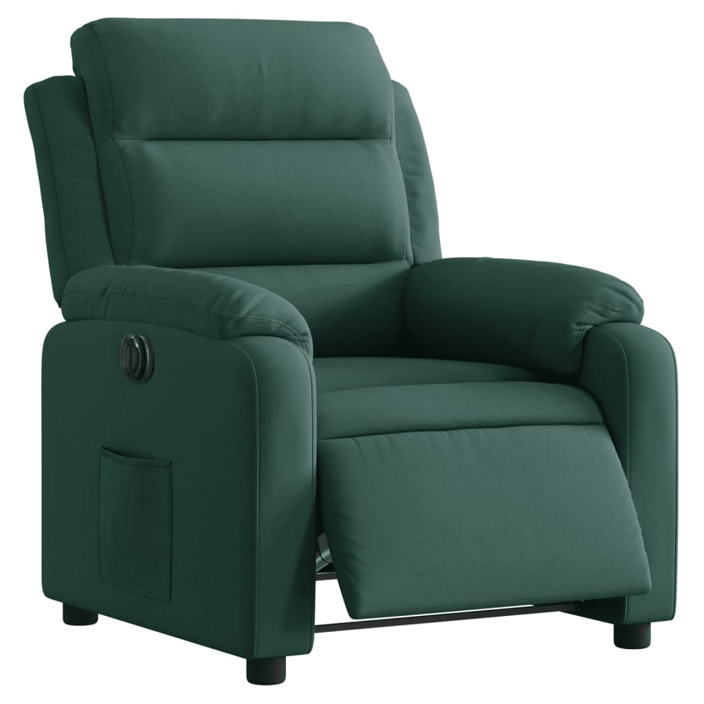 Fauteuil inclinable électrique vert foncé velours - XIOS