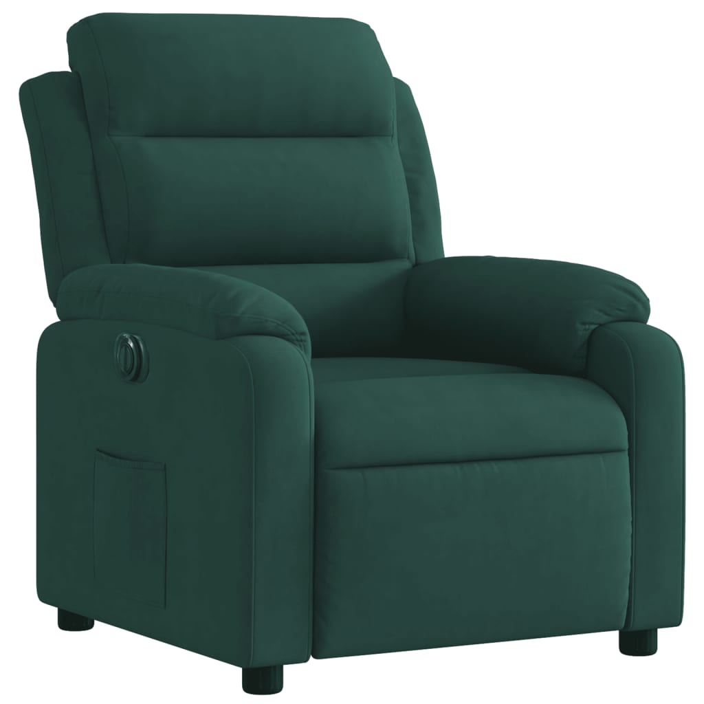 Fauteuil inclinable électrique vert foncé velours - XIOS