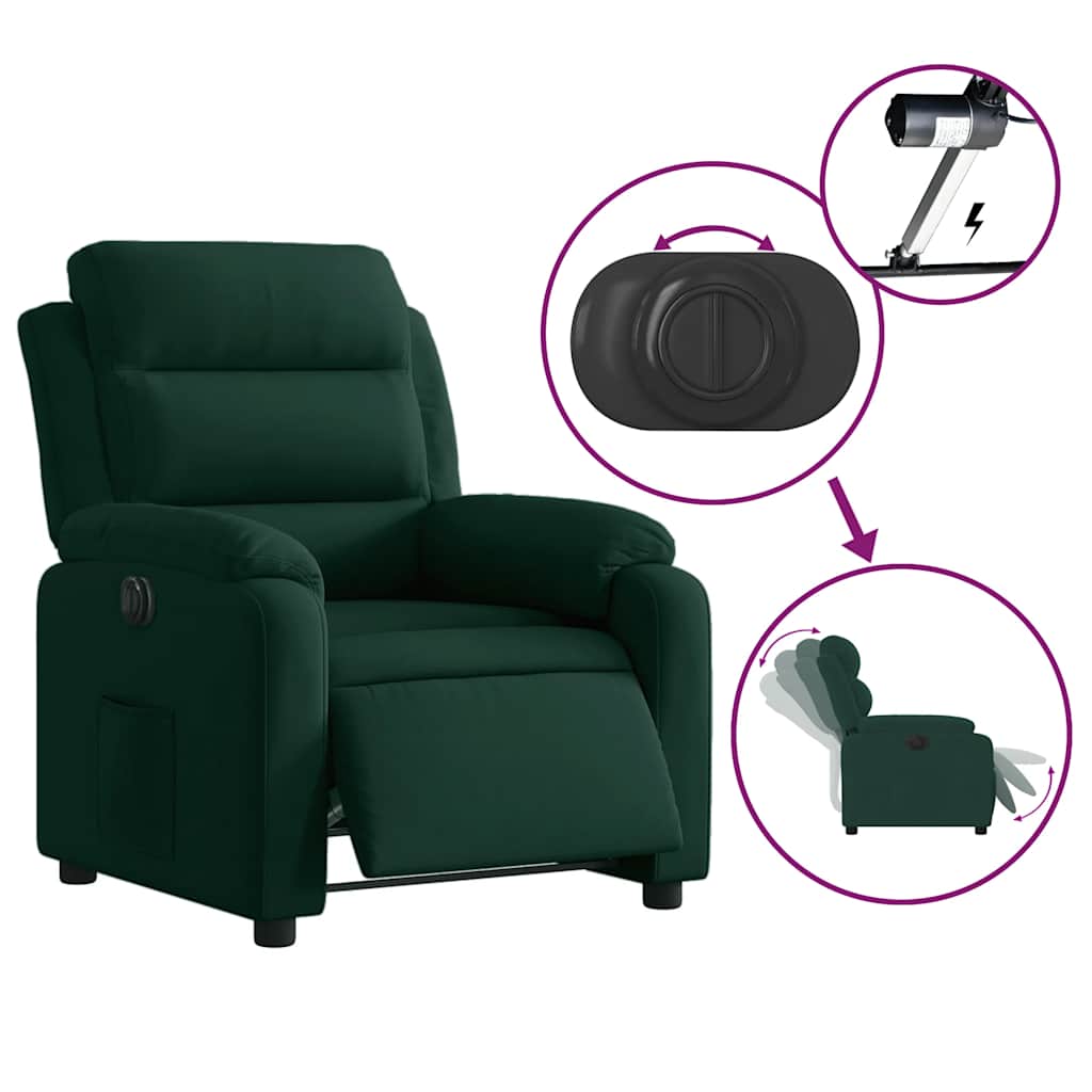 Fauteuil inclinable électrique vert foncé velours - XIOS