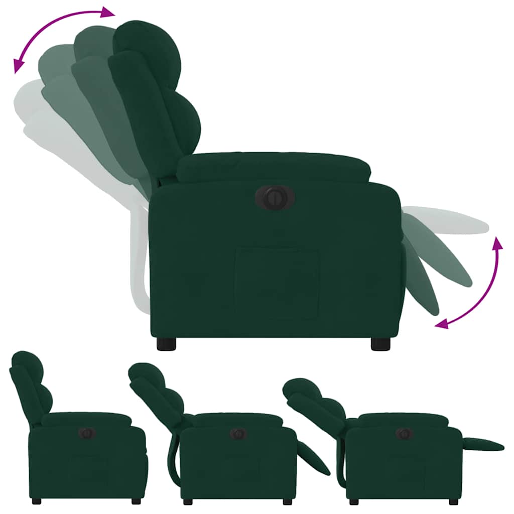 Fauteuil inclinable électrique vert foncé velours - XIOS