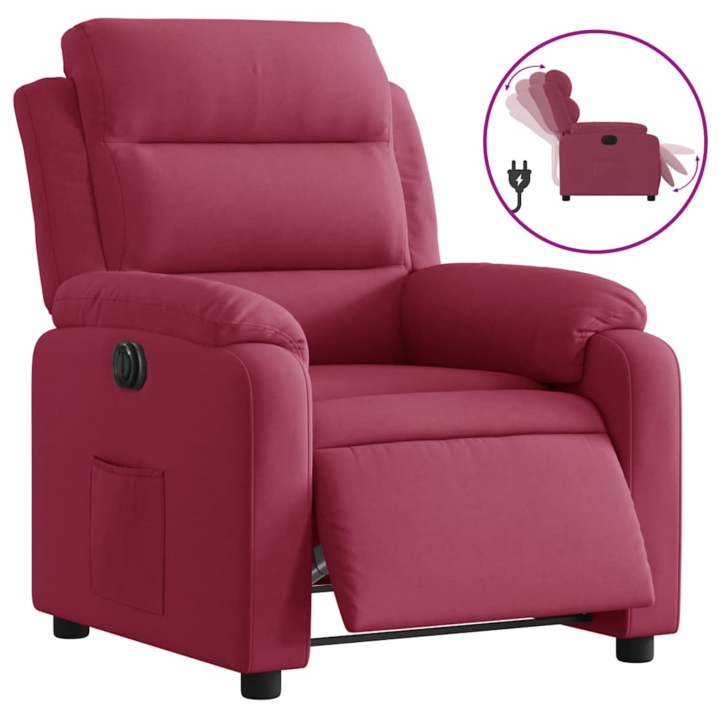 Fauteuil inclinable électrique rouge bordeaux velours - XIOS