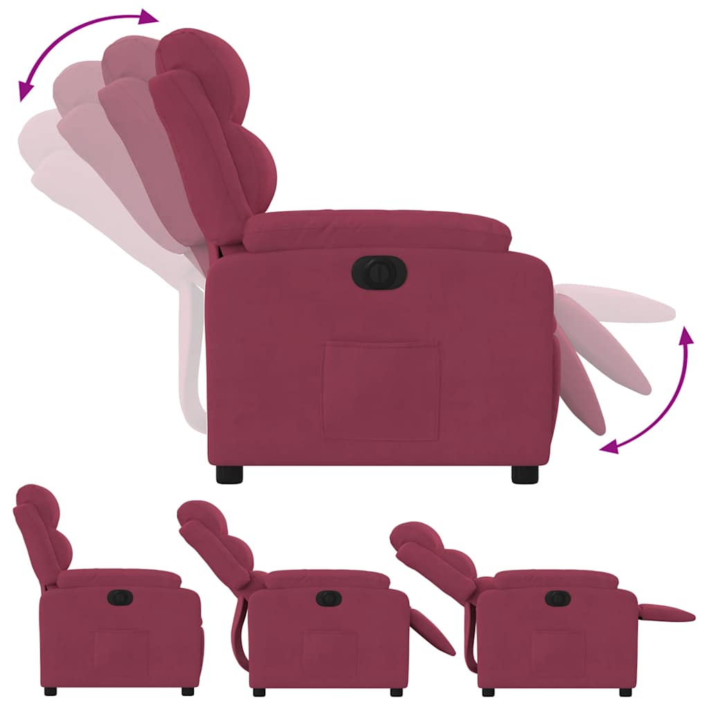 Fauteuil inclinable électrique rouge bordeaux velours - XIOS
