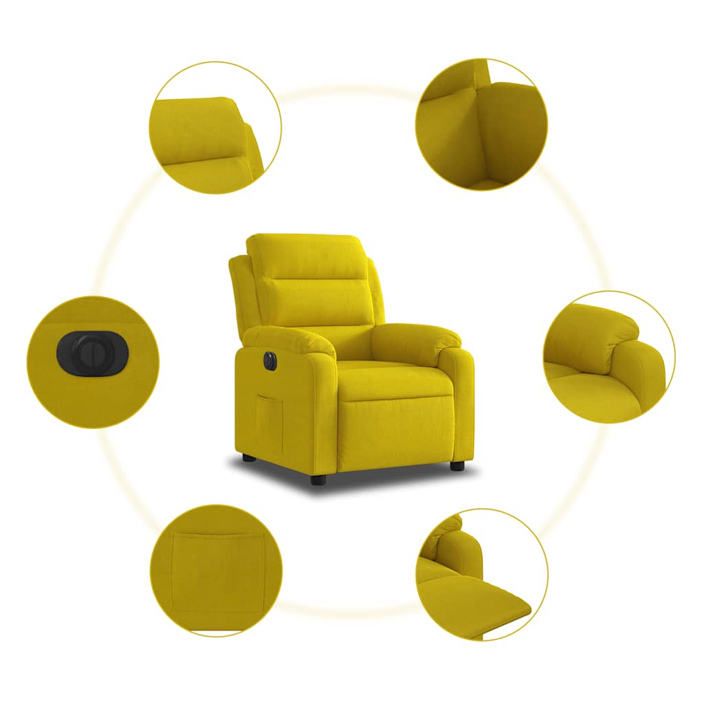 Fauteuil inclinable électrique jaune velours - XIOS