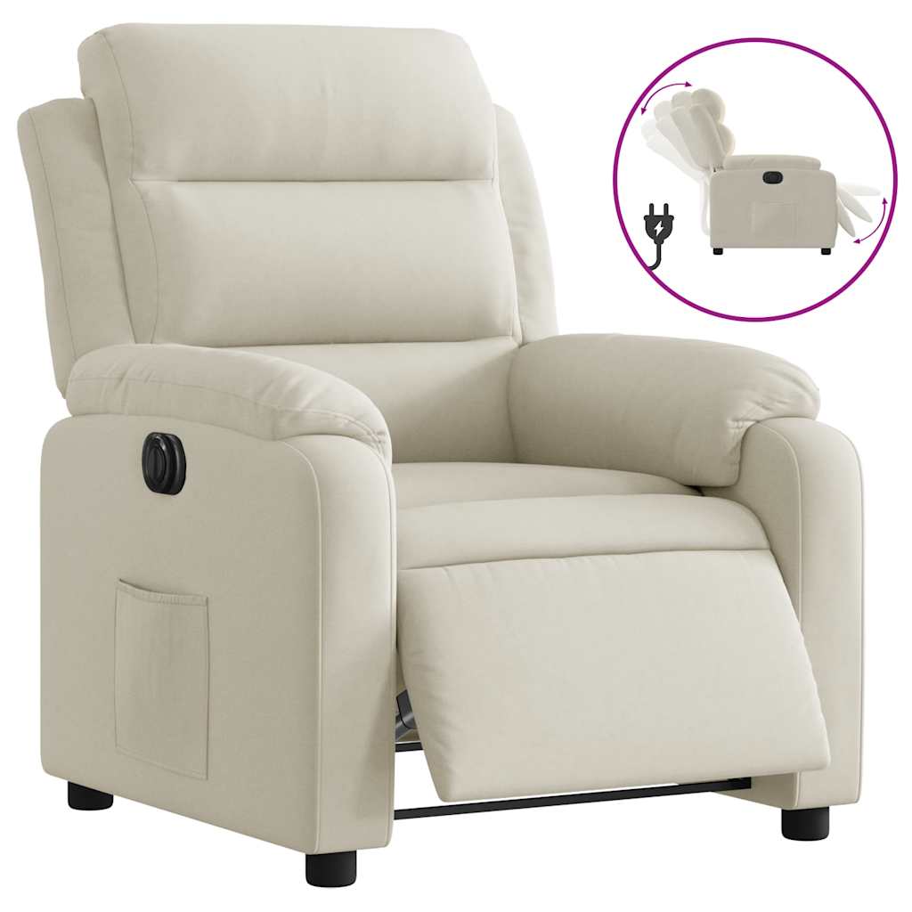 Fauteuil inclinable électrique Crème Velours - XIOS