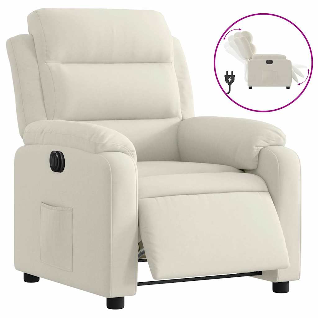 Fauteuil inclinable électrique Crème Velours - XIOS