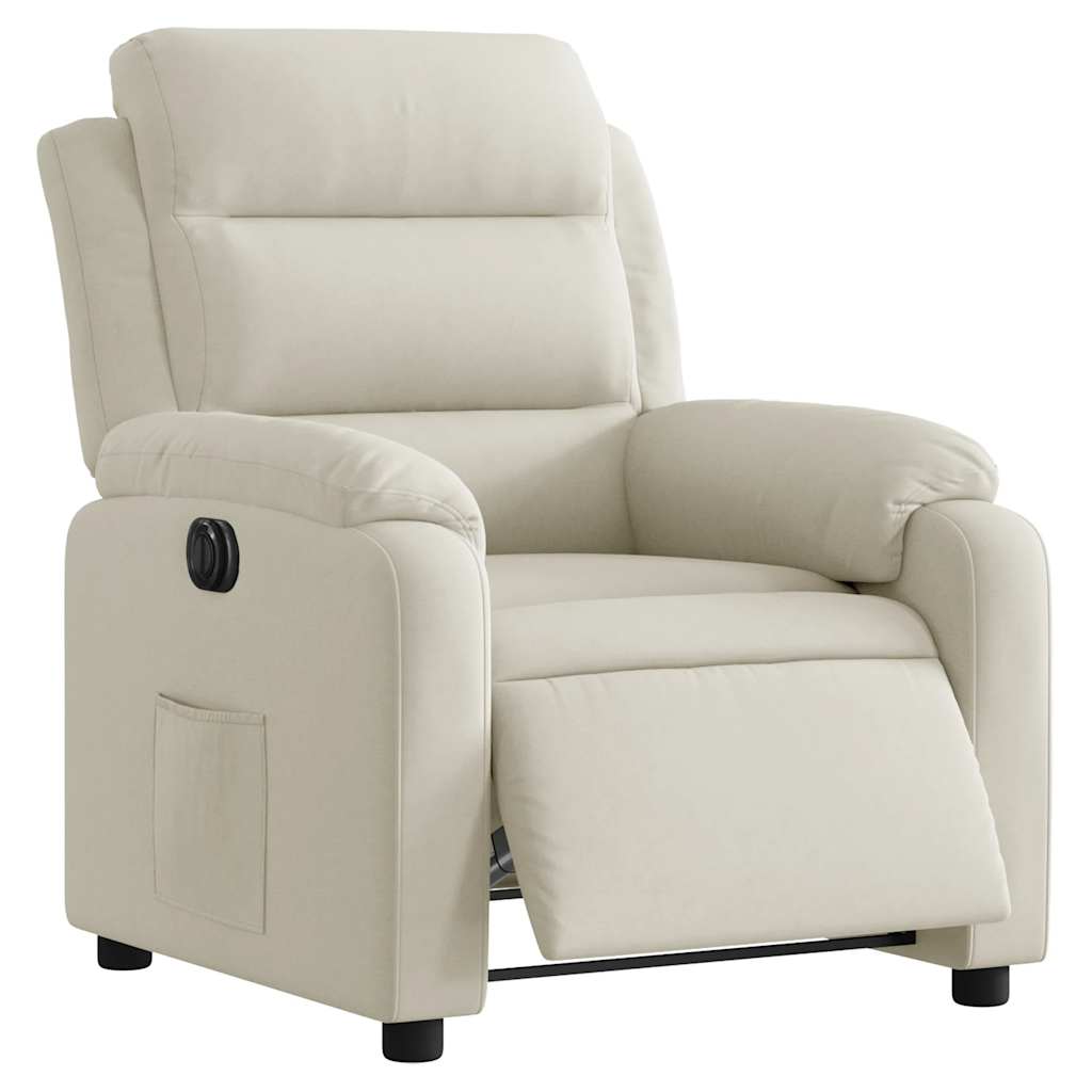 Fauteuil inclinable électrique Crème Velours - XIOS