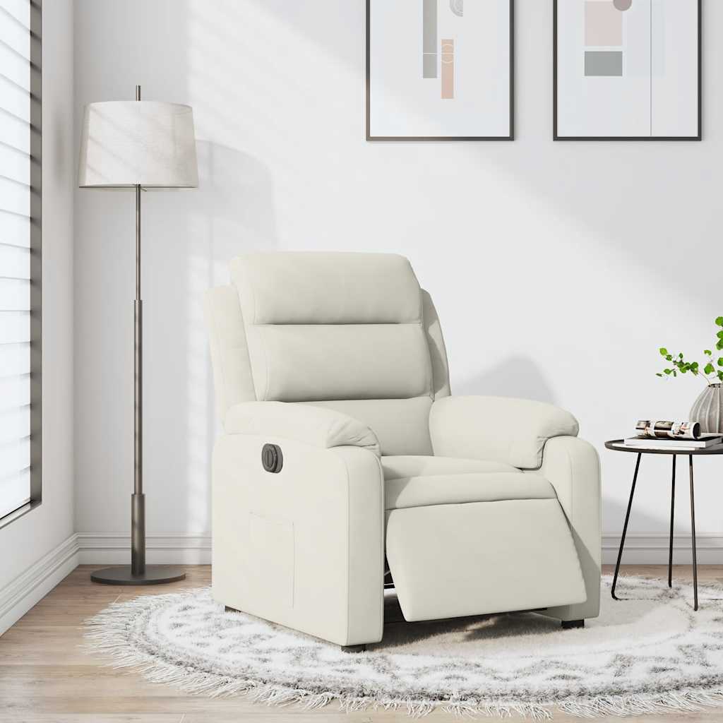 Fauteuil inclinable électrique Crème Velours