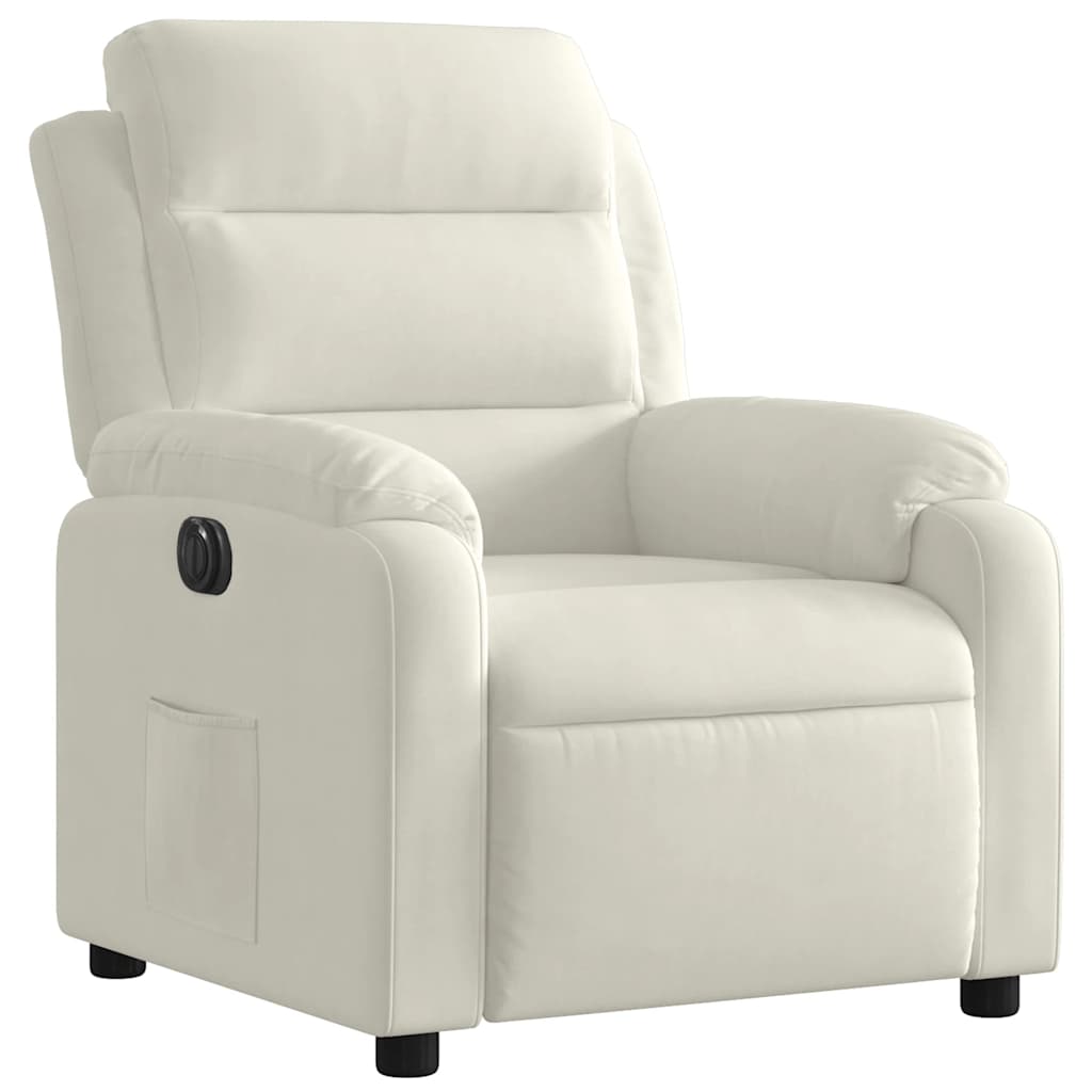 Fauteuil inclinable électrique Crème Velours - XIOS