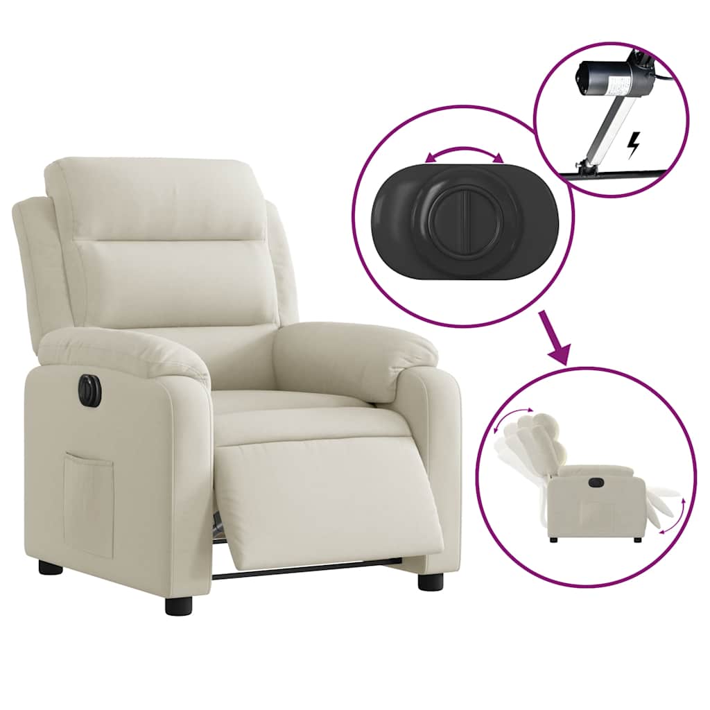 Fauteuil inclinable électrique Crème Velours - XIOS