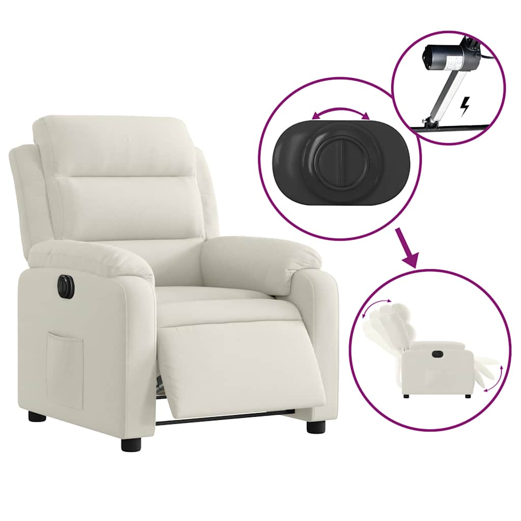 Fauteuil inclinable électrique Crème Velours - XIOS