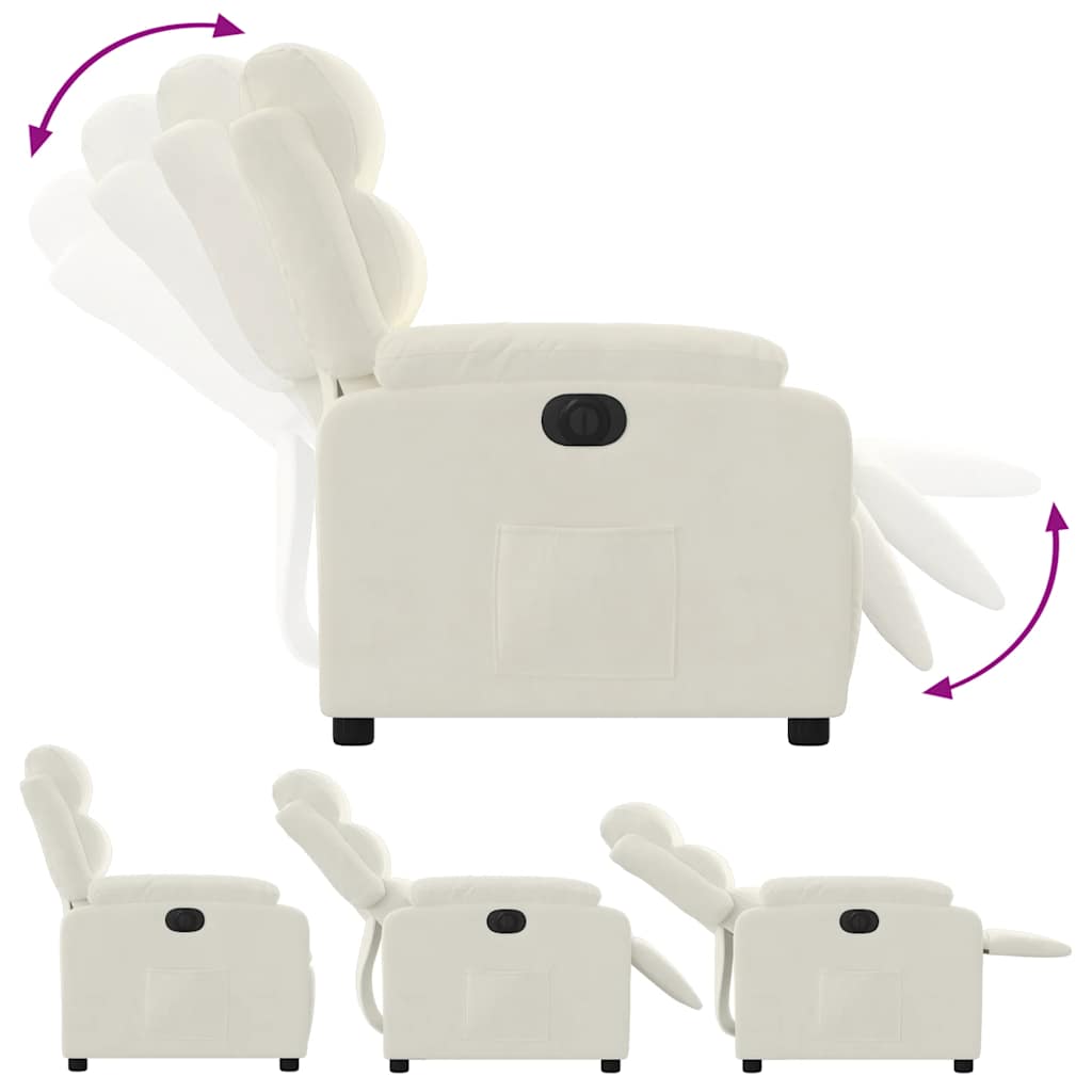 Fauteuil inclinable électrique Crème Velours - XIOS