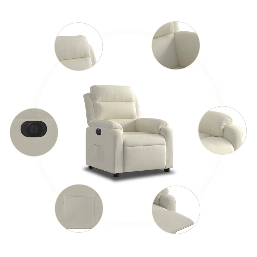 Fauteuil inclinable électrique Crème Velours - XIOS