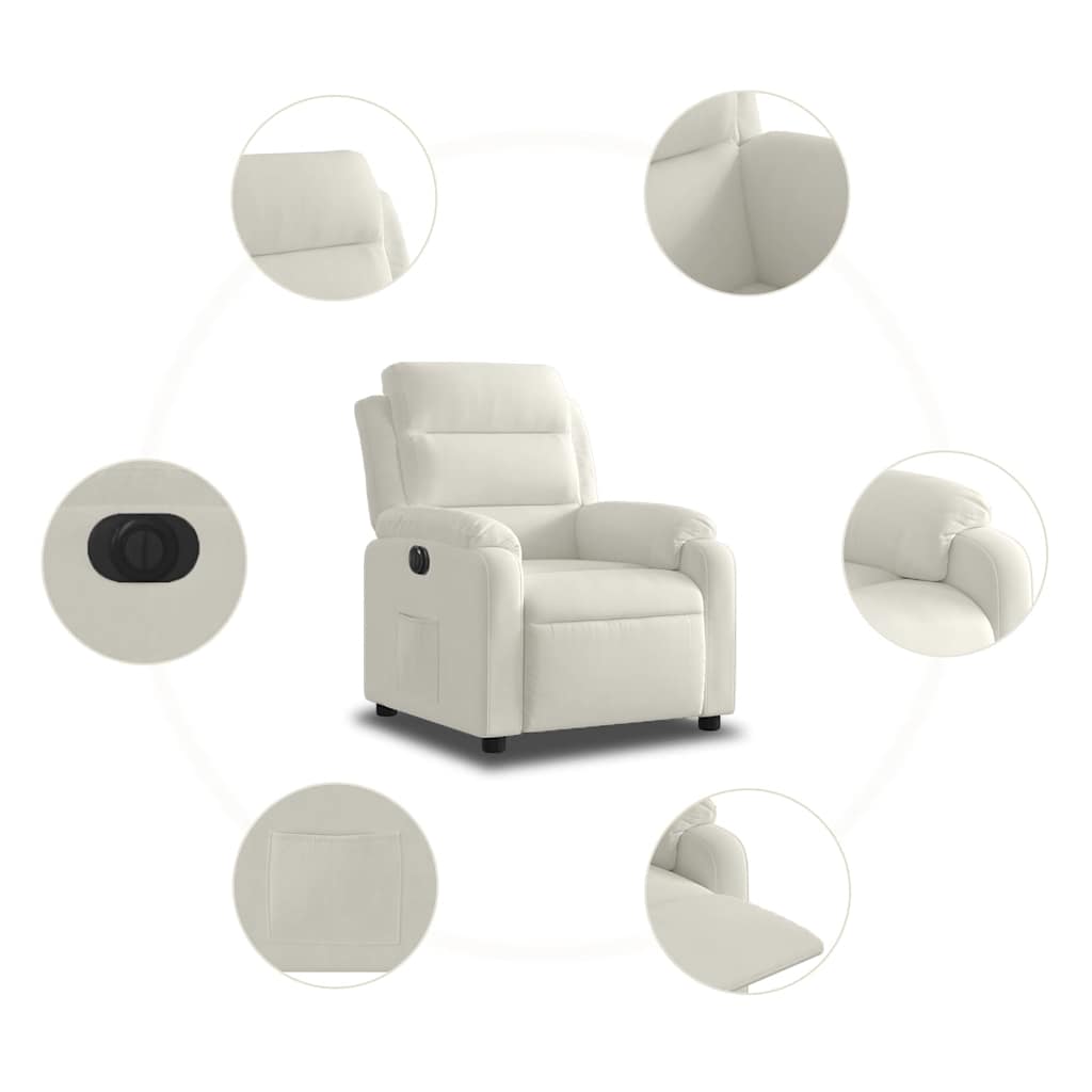 Fauteuil inclinable électrique Crème Velours - XIOS
