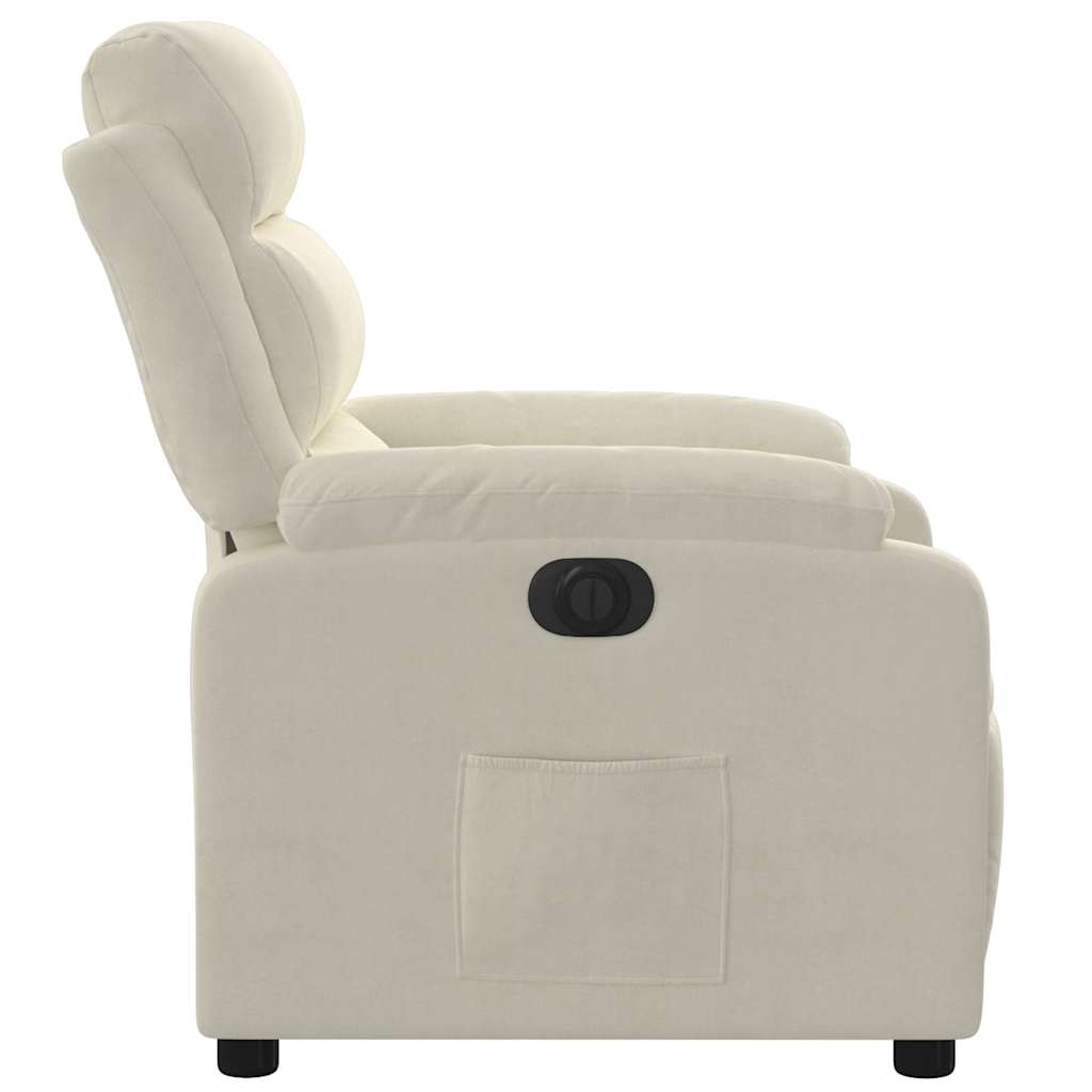 Fauteuil inclinable électrique Crème Velours - XIOS