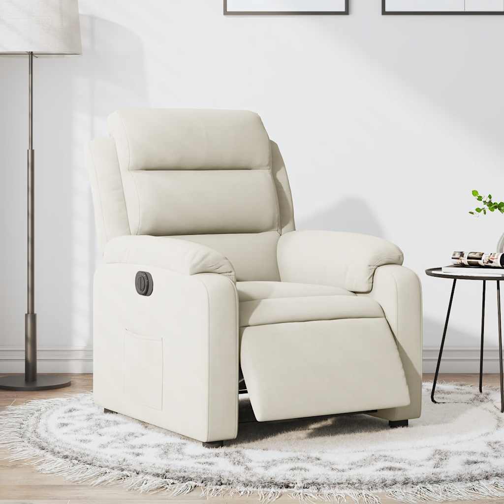 Fauteuil inclinable électrique Crème Velours - XIOS