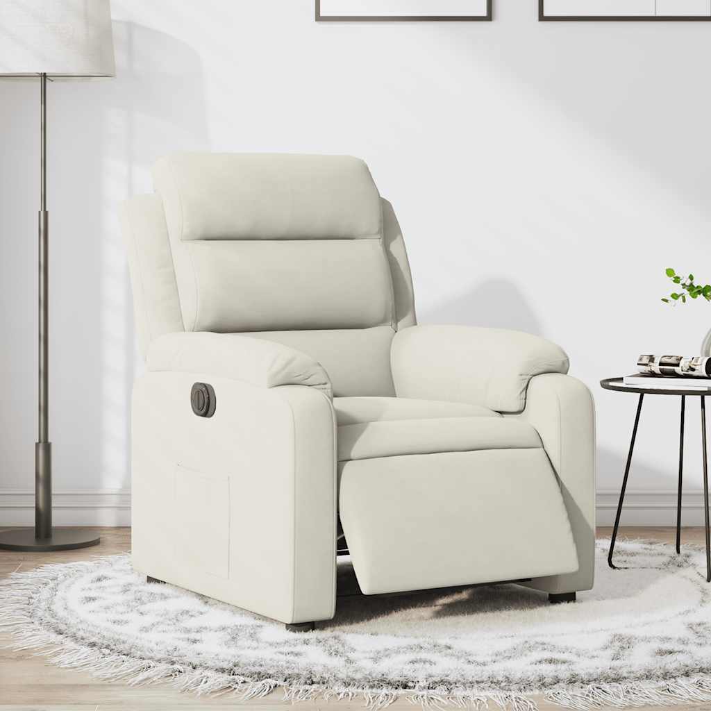 Fauteuil inclinable électrique Crème Velours - XIOS