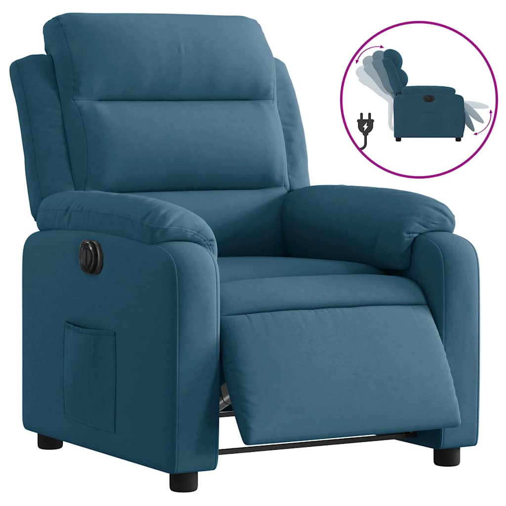Fauteuil inclinable électrique bleu velours - XIOS