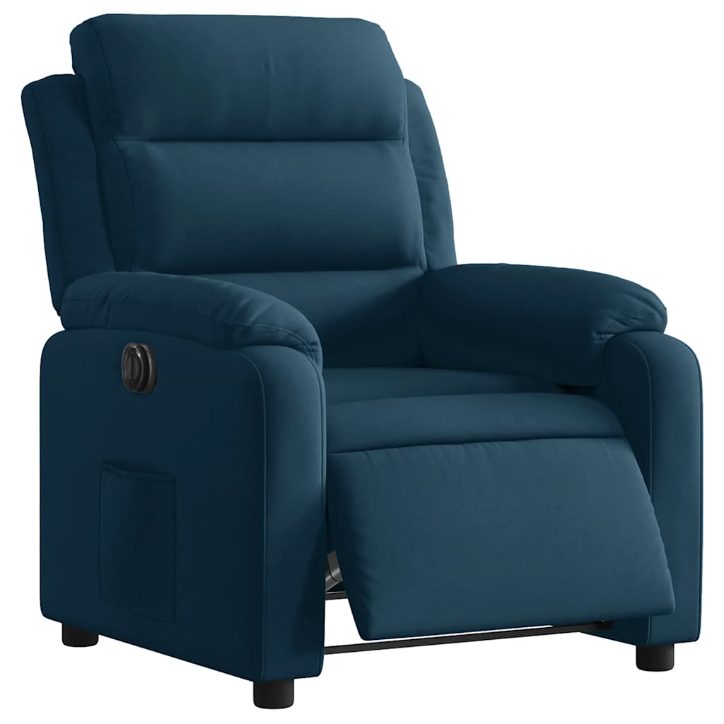 Fauteuil inclinable électrique bleu velours