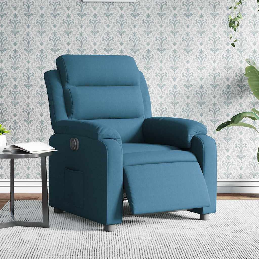 Fauteuil inclinable électrique bleu velours - XIOS