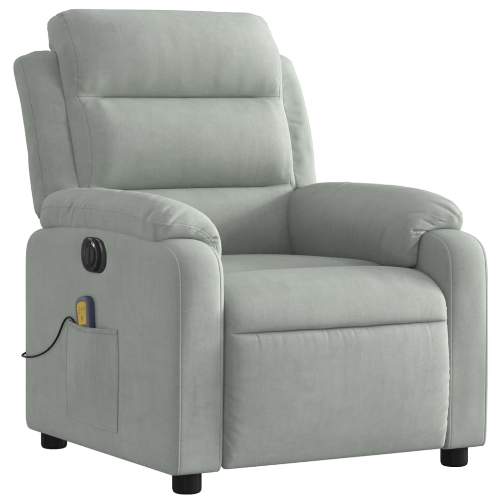 Fauteuil inclinable électrique de massage gris clair velours - XIOS