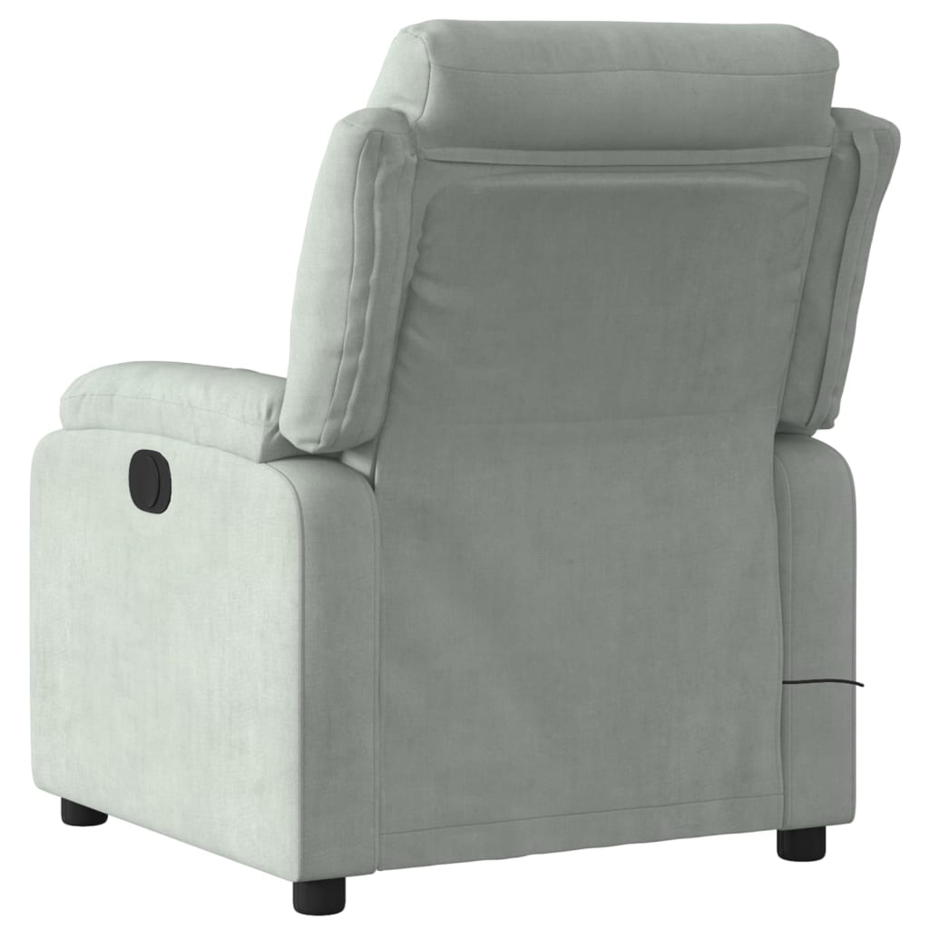 Fauteuil inclinable électrique de massage gris clair velours - XIOS