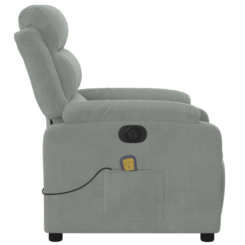 Fauteuil inclinable électrique de massage gris clair velours - XIOS