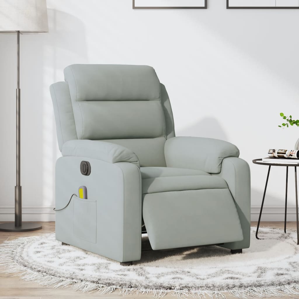 Fauteuil inclinable électrique de massage gris clair velours - XIOS