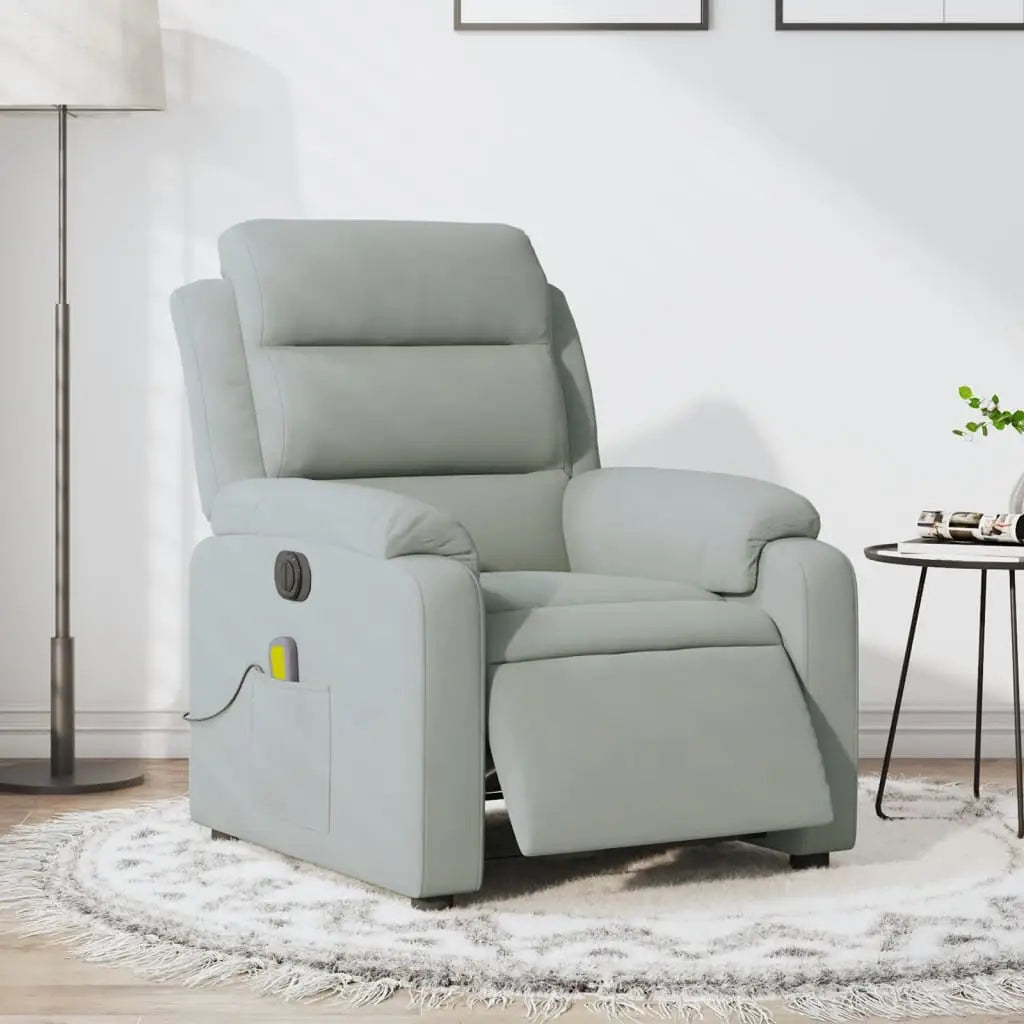Fauteuil inclinable électrique de massage gris clair velours - XIOS