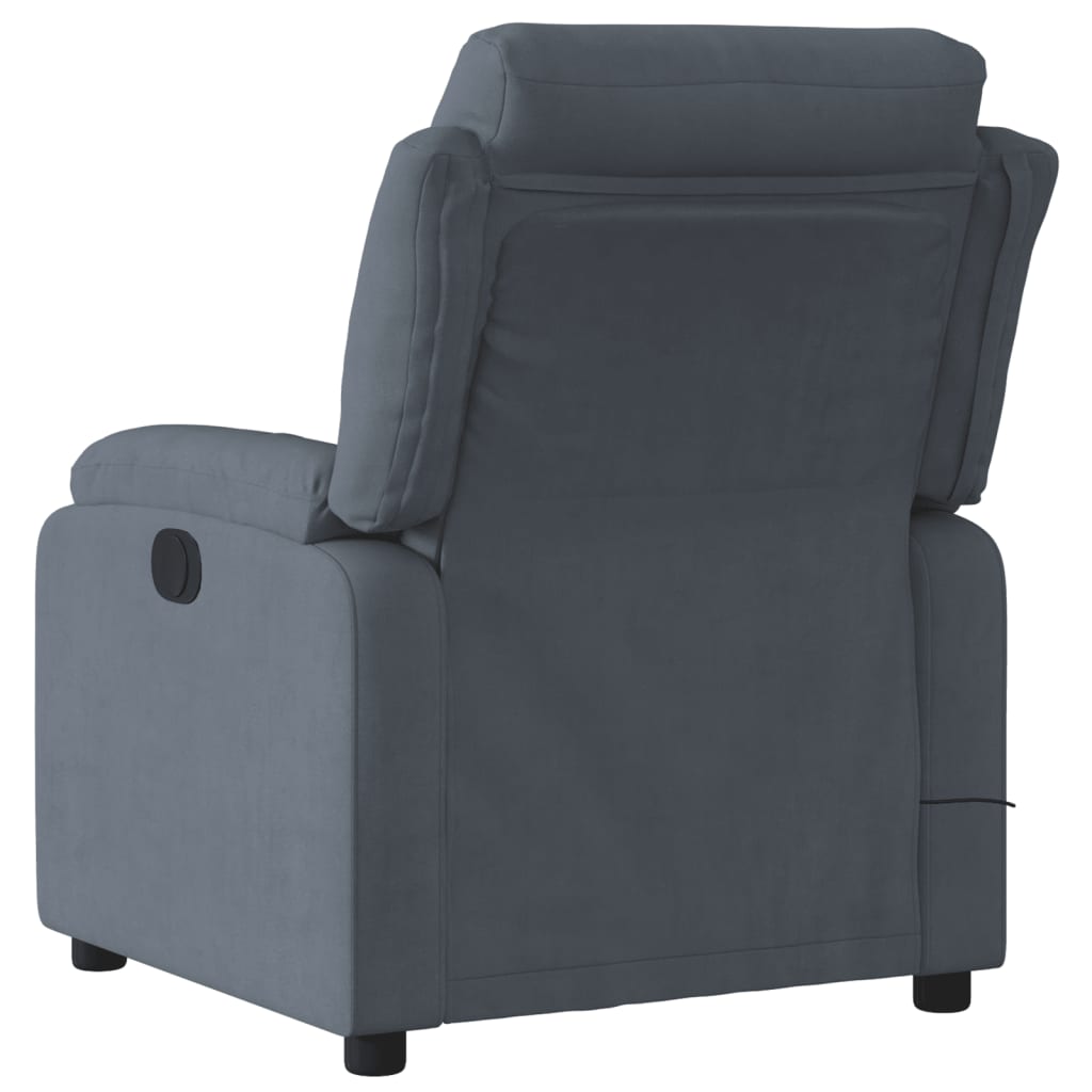 Fauteuil inclinable de massage électrique gris foncé velours - XIOS