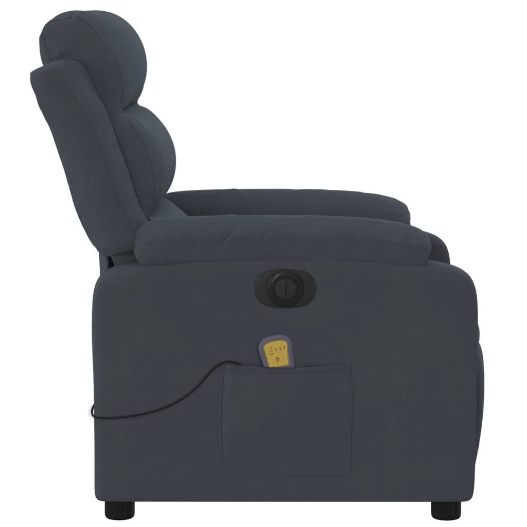 Fauteuil inclinable de massage électrique gris foncé velours - XIOS
