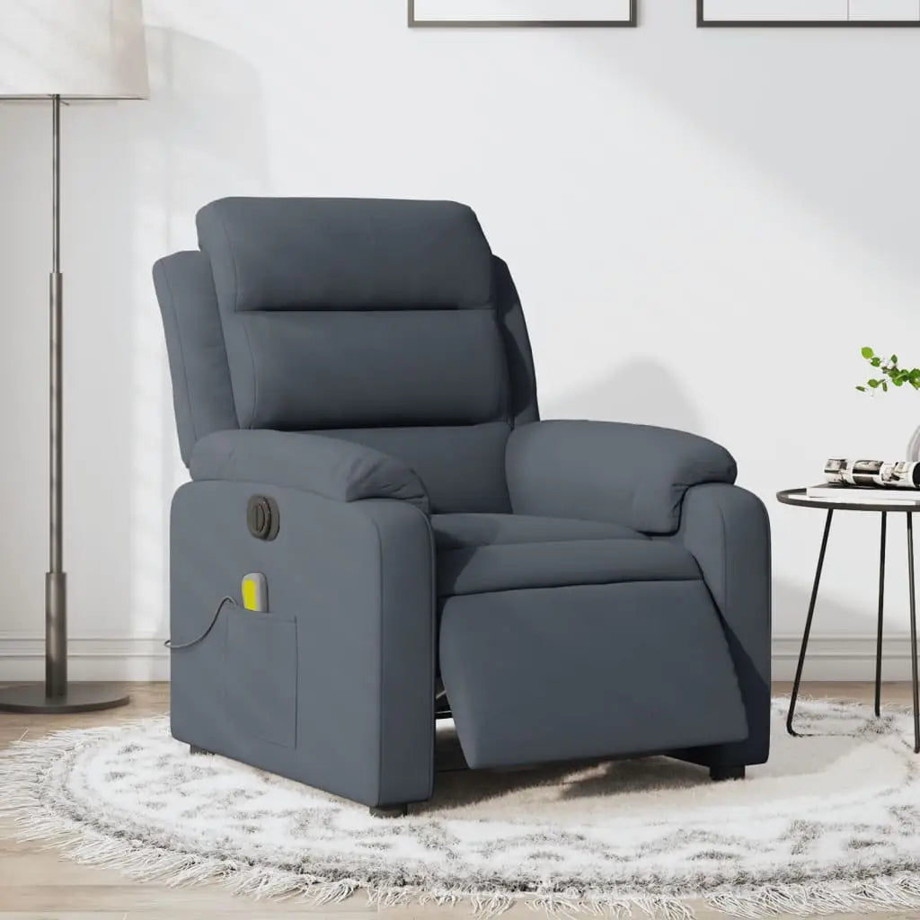 Fauteuil inclinable de massage électrique gris foncé velours - XIOS