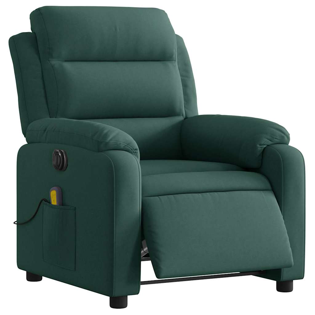 Fauteuil inclinable de massage électrique vert foncé velours - XIOS