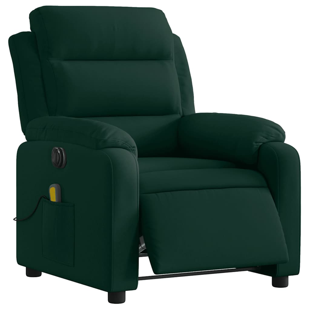 Fauteuil inclinable de massage électrique vert foncé velours - XIOS