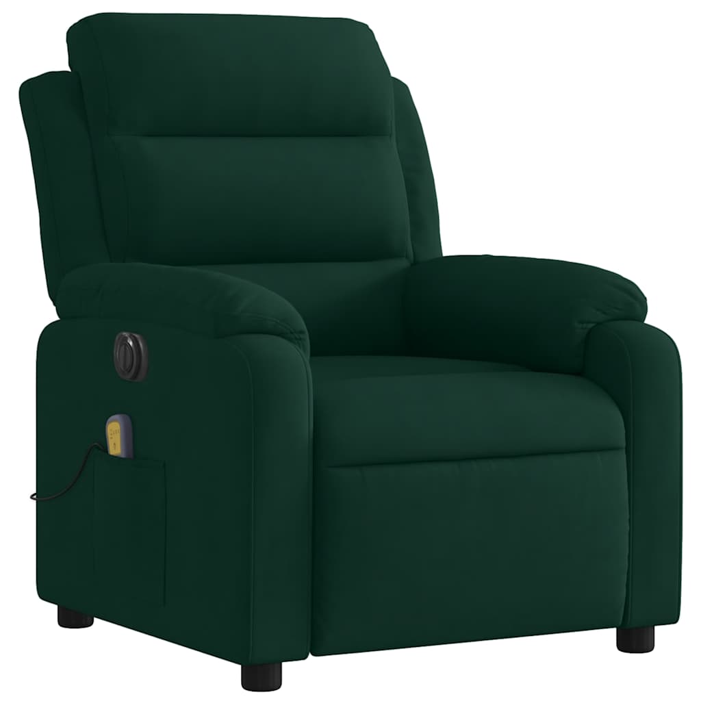 Fauteuil inclinable de massage électrique vert foncé velours - XIOS