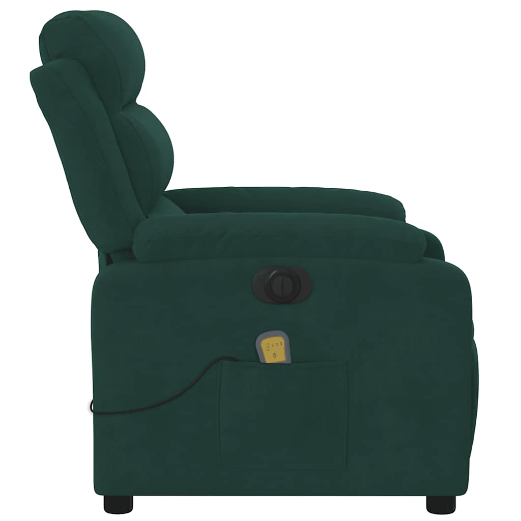 Fauteuil inclinable de massage électrique vert foncé velours - XIOS