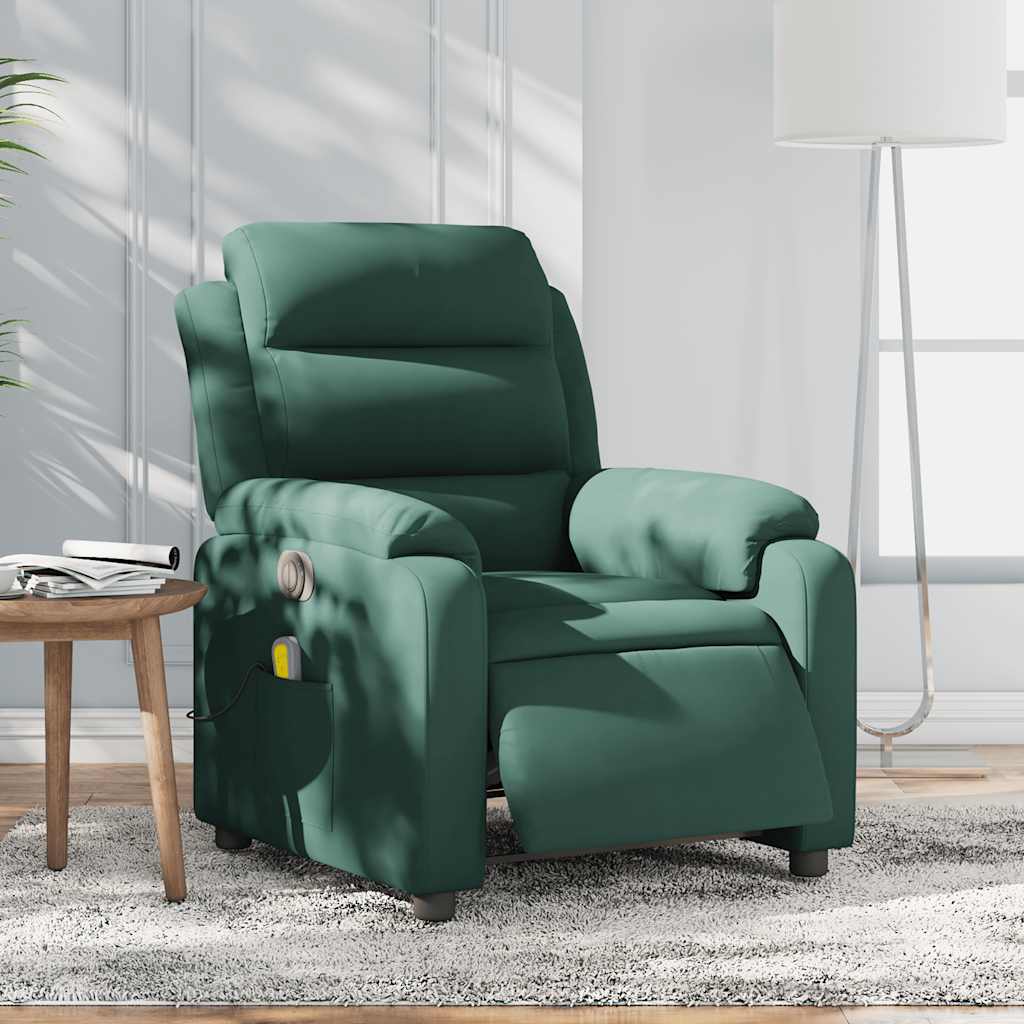 Fauteuil inclinable de massage électrique vert foncé velours - XIOS