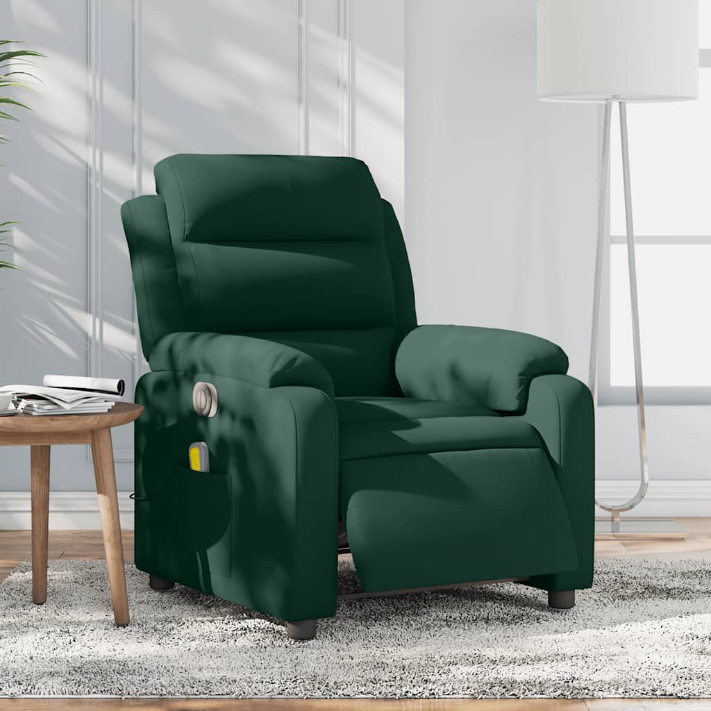 Fauteuil inclinable de massage électrique vert foncé velours - XIOS