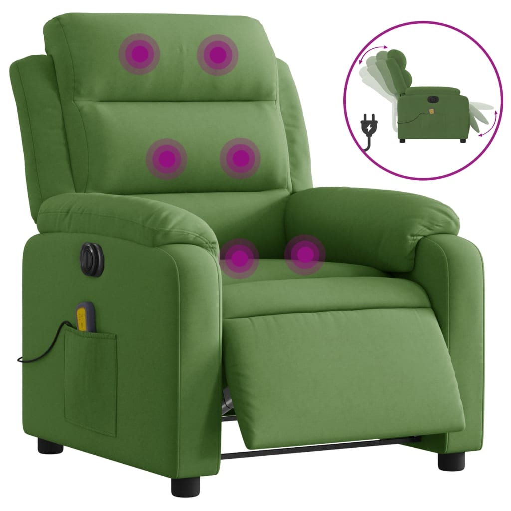 Fauteuil inclinable de massage électrique vert clair velours - XIOS