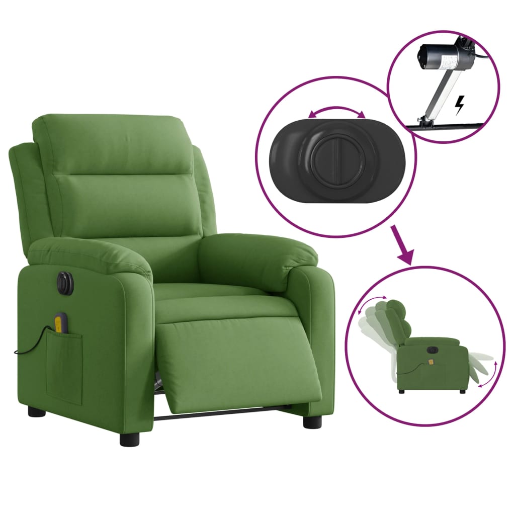 Fauteuil inclinable de massage électrique vert clair velours