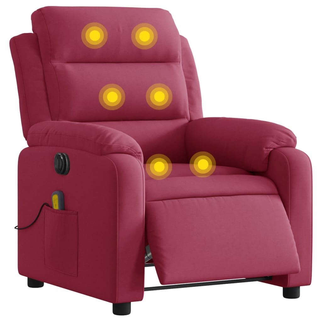 Fauteuil inclinable massage électrique rouge bordeaux velours - XIOS