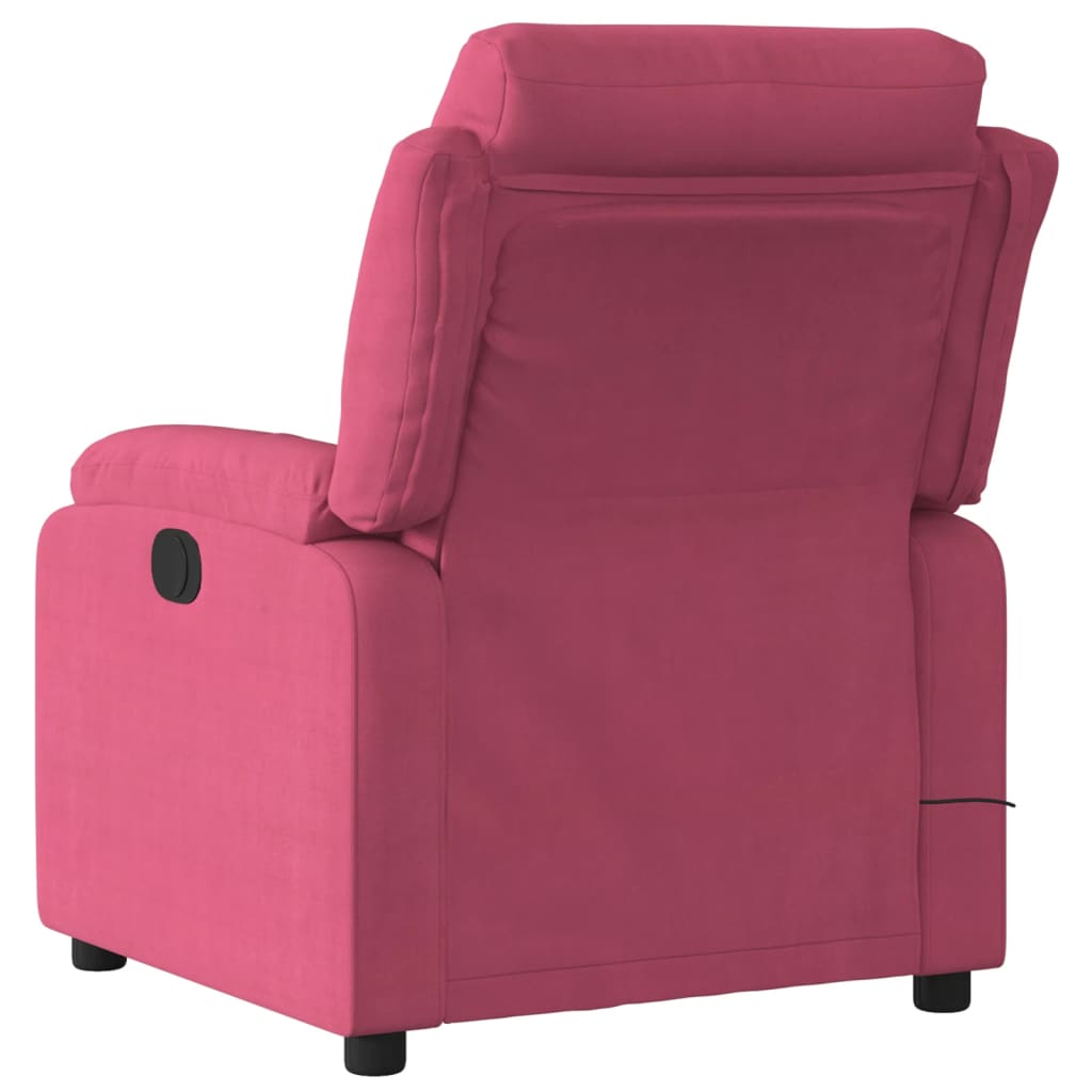 Fauteuil inclinable massage électrique rouge bordeaux velours - XIOS