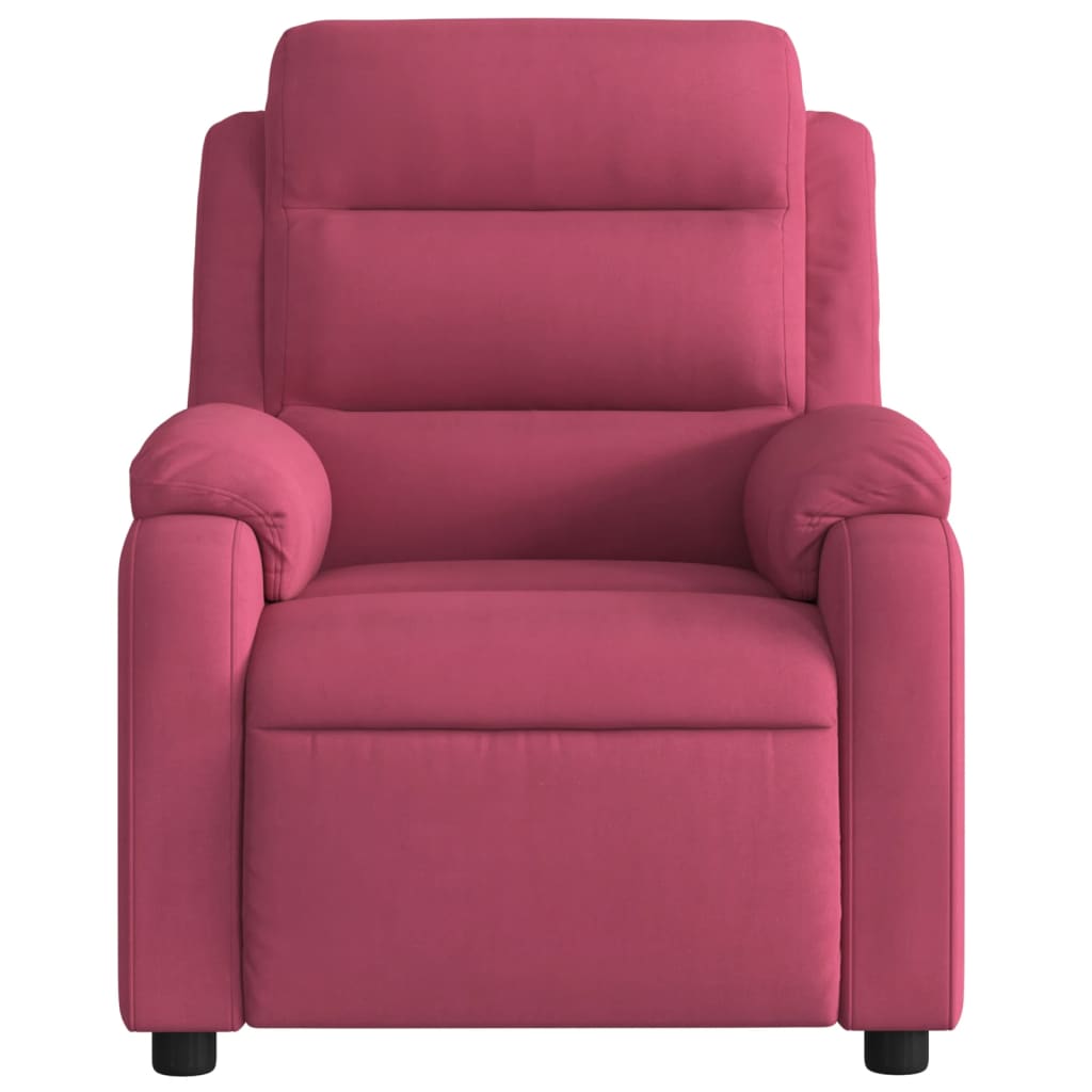 Fauteuil inclinable massage électrique rouge bordeaux velours - XIOS