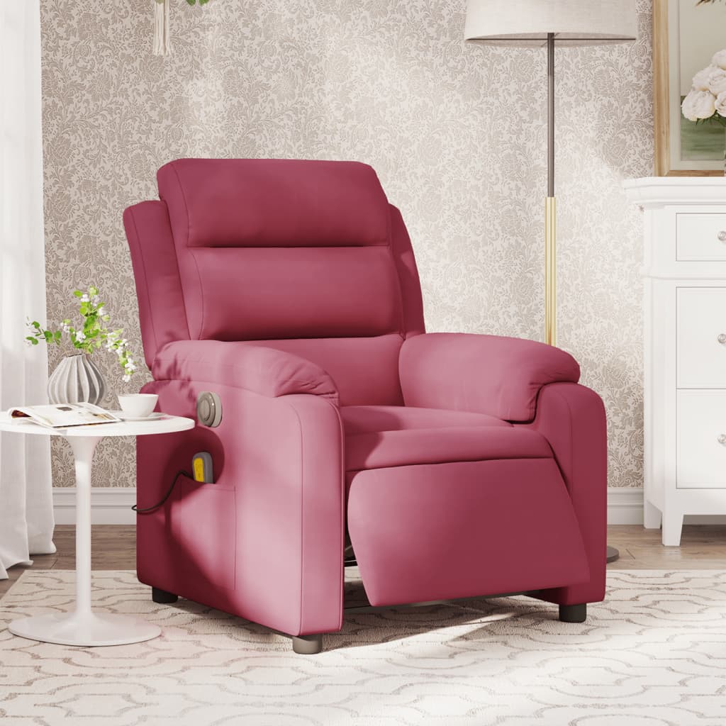 Fauteuil inclinable massage électrique rouge bordeaux velours - XIOS